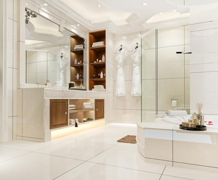 Bathroom Renovation 1 3d rendering modern bathroom with luxury tile decor 105762 2079